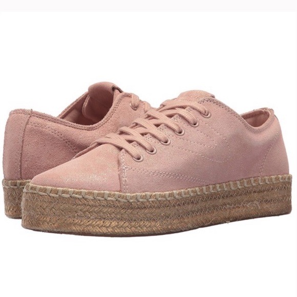 Tretorn Shoes - Tretorn Eve2 Pink Suede Espadrille Sneakers